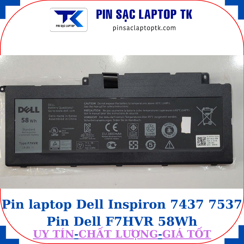 Pin Dell Inspiron 7437 7537 Pin Dell F7HVR 58Wh