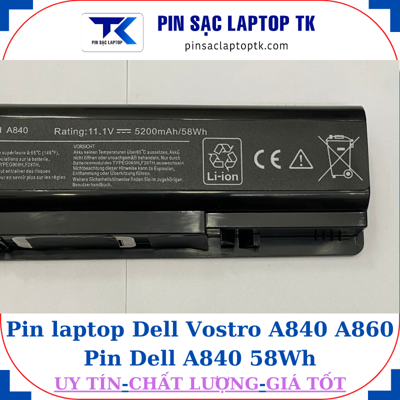 Pin Dell Vostro A840 A860 Pin Dell A840 58Wh
