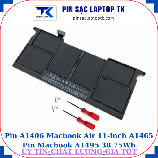 Pin A1406 dùng Macbook Air 11 inch A1465 Pin Macbook A1495 38.75Wh
