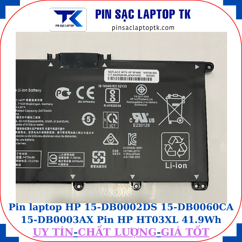 Pin HP 15-DB0002DS 15-DB0060CA 15-DB0003AX Pin HP HT03XL 41.9Wh