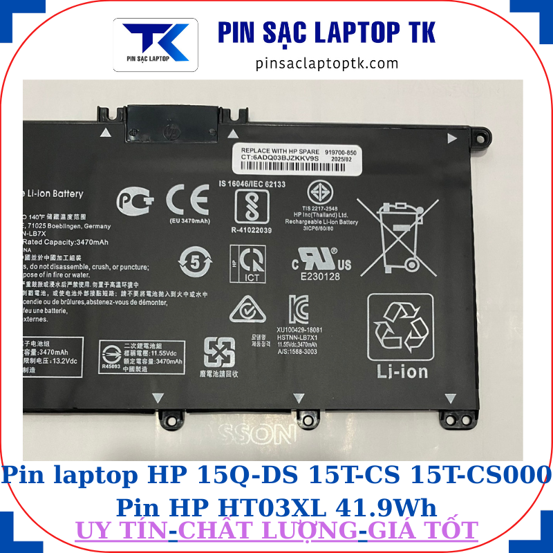 Pin HP 15Q-DS 15T-CS 15T-CS000Pin HP HT03XL 41.9Wh