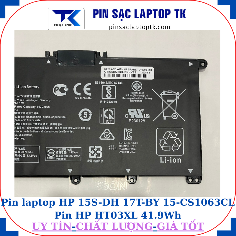 Pin HP 15S-DH 17T-BY 15-CS1063CL Pin HP HT03XL 41.9Wh