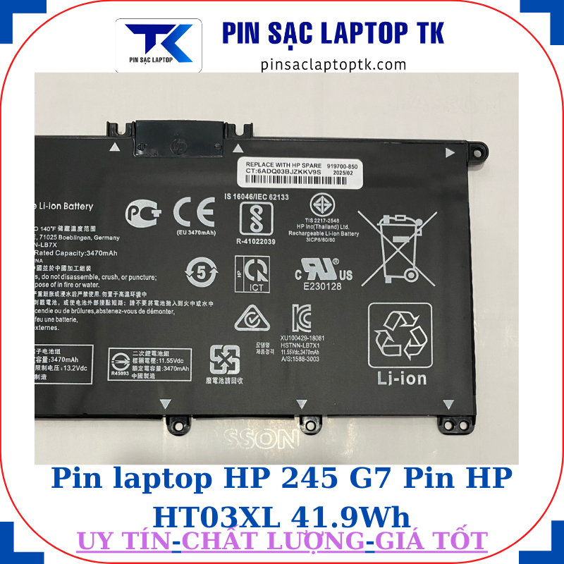Pin HP 245 G7 Pin HP HT03XL 41.9Wh