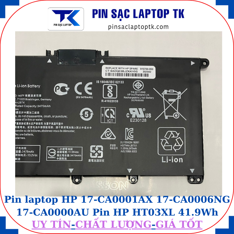 Pin HP 17-CA0001AX 17-CA0006NG 17-CA0000AU Pin HP HT03XL 41.9Wh