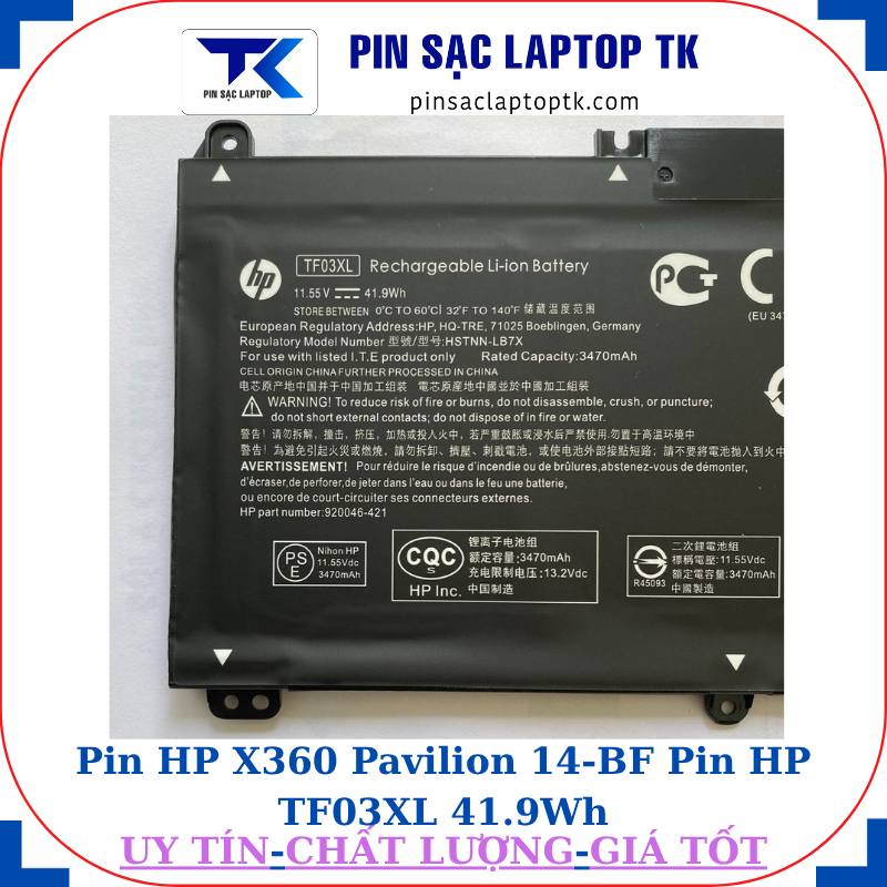 Pin HP X360 Pavilion 14-BF Pin HP TF03XL 41.9Wh