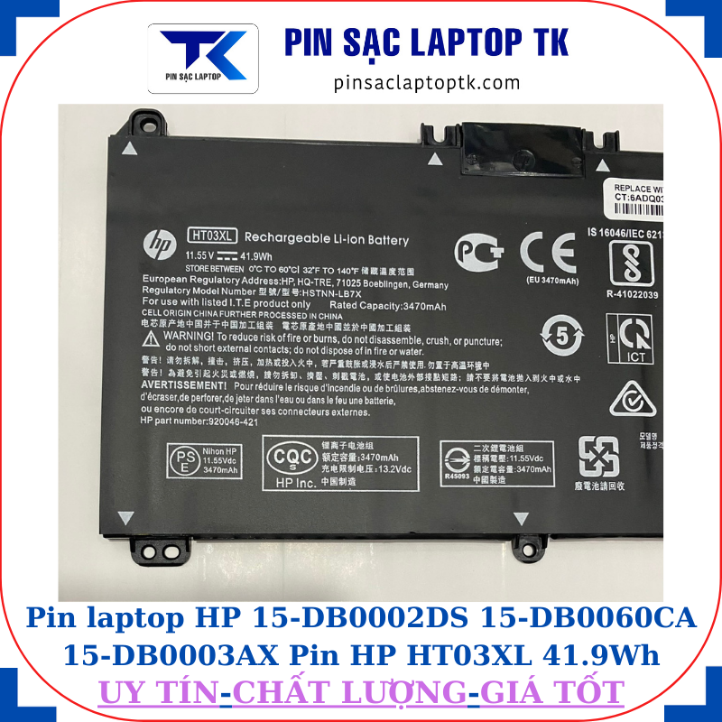 Pin HP 15-DB0002DS 15-DB0060CA 15-DB0003AX Pin HP HT03XL 41.9Wh