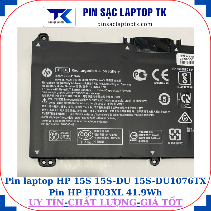 Pin HP 15S 15S-DU 15S-DU1076TX Pin HP HT03XL 41.9Wh