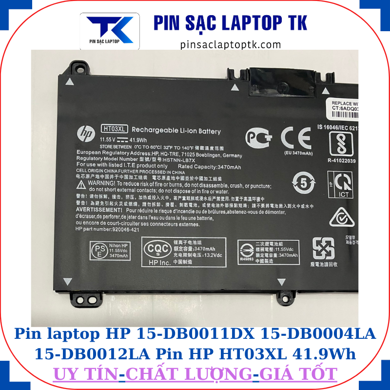 Pin HP 15-DB0011DX 15-DB0004LA 15-DB0012LA Pin HP HT03XL 41.9Wh