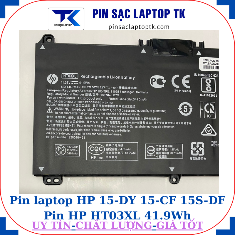 Pin HP 15-DY 15-CF 15S-DF Pin HP HT03XL 41.9Wh