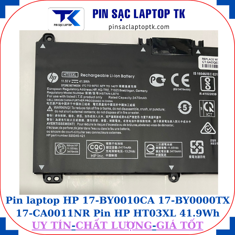 Pin HP 17-BY0010CA 17-BY0000TX 17-CA0011NR Pin HP HT03XL 41.9Wh