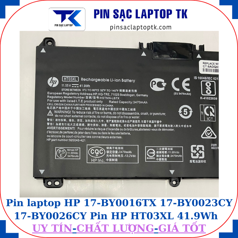 Pin HP 17-BY0016TX 17-BY0023CY 17-BY0026CY Pin HP HT03XL 41.9Wh