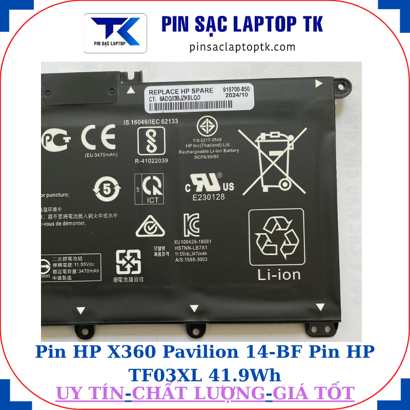 Pin HP X360 Pavilion 14-BF Pin HP TF03XL 41.9Wh