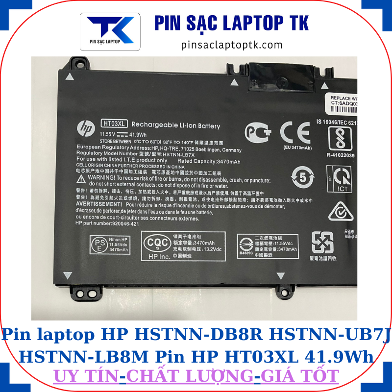 Pin HP HSTNN-DB8R HSTNN-UB7J HSTNN-LB8M Pin HP HT03XL 41.9Wh