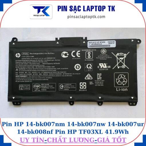 Pin HP 14-bk007nm 14-bk007nw 14-bk007ur 14-bk008nf Pin HP TF03XL 41.9Wh
