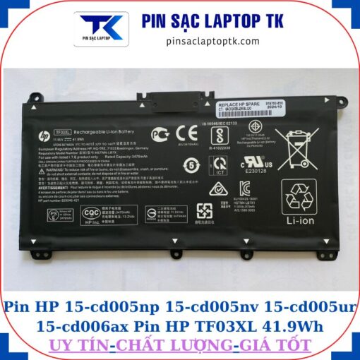 Pin HP 15-cd005np 15-cd005nv 15-cd005ur 15-cd006ax Pin HP TF03XL 41.9Wh