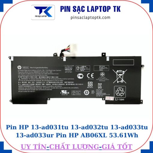 Pin HP 13-ad031tu 13-ad032tu 13-ad033tu 13-ad033ur Pin HP AB06XL 53.61Wh