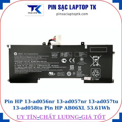 Pin HP 13-ad056nr 13-ad057nr 13-ad057tu 13-ad058tu Pin HP AB06XL 53.61Wh