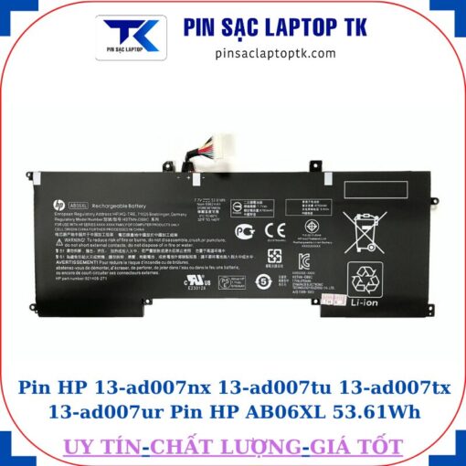 Pin HP 13-ad007nx 13-ad007tu 13-ad007tx 13-ad007ur Pin HP AB06XL 53.61Wh