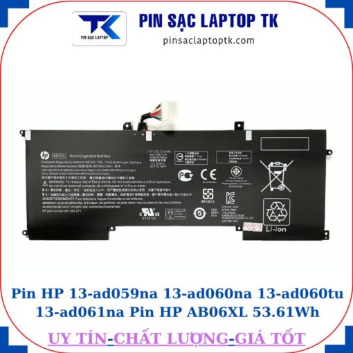 Pin HP 13-ad059na 13-ad060na 13-ad060tu 13-ad061na Pin HP AB06XL 53.61Wh