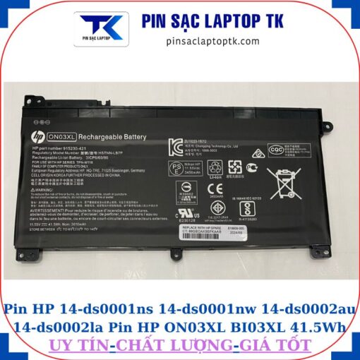 Pin HP 14-ds0001ns 14-ds0001nw 14-ds0002au 14-ds0002la Pin HP ON03XL BI03XL 41.5Wh