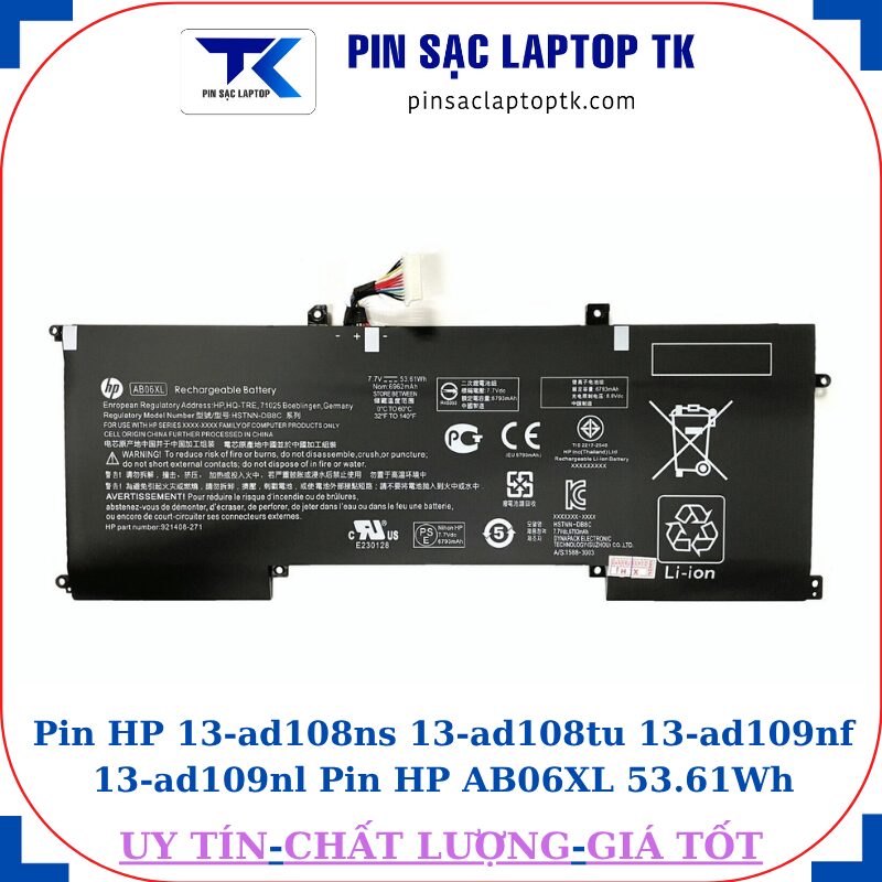 Pin HP 13-ad108ns 13-ad108tu 13-ad109nf 13-ad109nl Pin HP AB06XL 53.61Wh