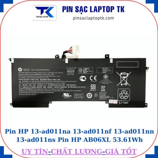 Pin HP 13-ad011na 13-ad011nf 13-ad011nn 13-ad011ns Pin HP AB06XL 53.61Wh