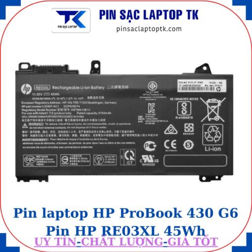 Pin laptop HP ProBook 430 G6 Pin HP RE03XL 45Wh