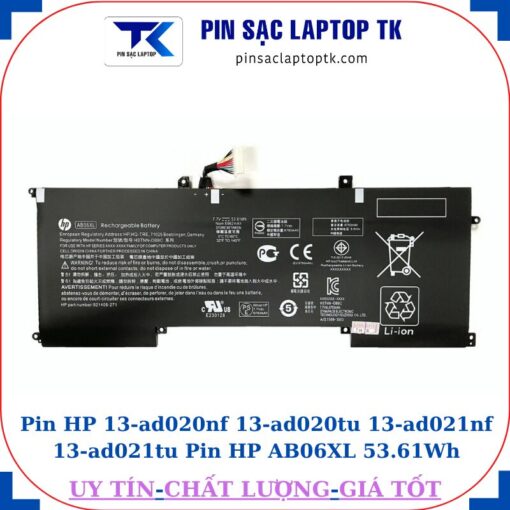 Pin HP 13-ad020nf 13-ad020tu 13-ad021nf 13-ad021tu Pin HP AB06XL 53.61Wh