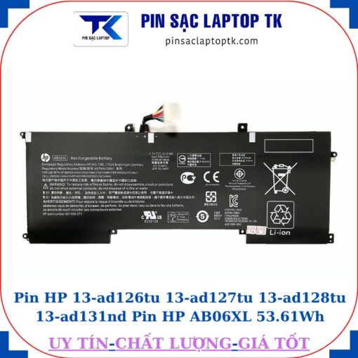 Pin HP 13-ad126tu 13-ad127tu 13-ad128tu 13-ad131nd Pin HP AB06XL 53.61Wh