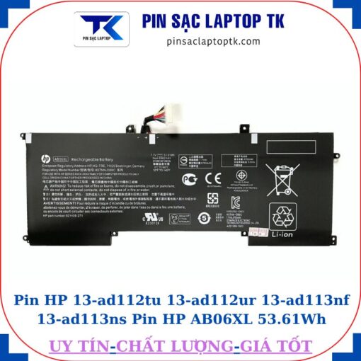 Pin HP 13-ad112tu 13-ad112ur 13-ad113nf 13-ad113ns Pin HP AB06XL 53.61Wh