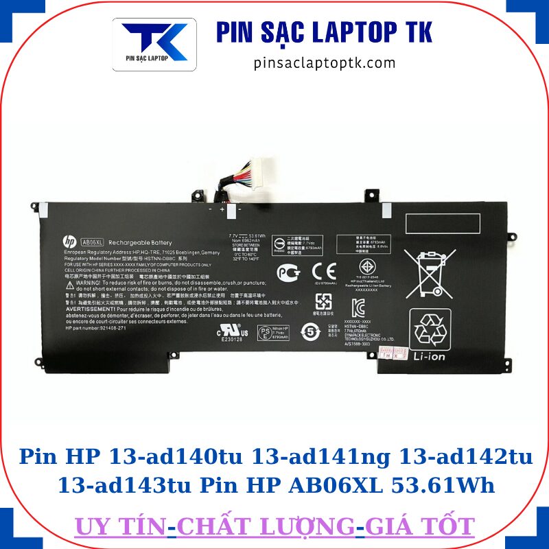 Pin HP 13-ad140tu 13-ad141ng 13-ad142tu 13-ad143tu Pin HP AB06XL 53.61Wh