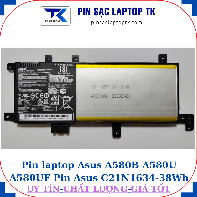 Pin laptop Asus A580B A580U A580UF Pin Asus C21N1634-38Wh