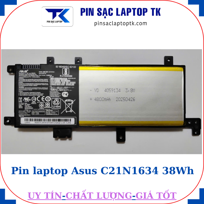 Pin laptop Asus C21N1634 38Wh