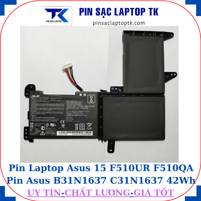 Pin Laptop Asus 15 F510UR F510QA Pin Asus B31N1637 C31N1637 42Wh