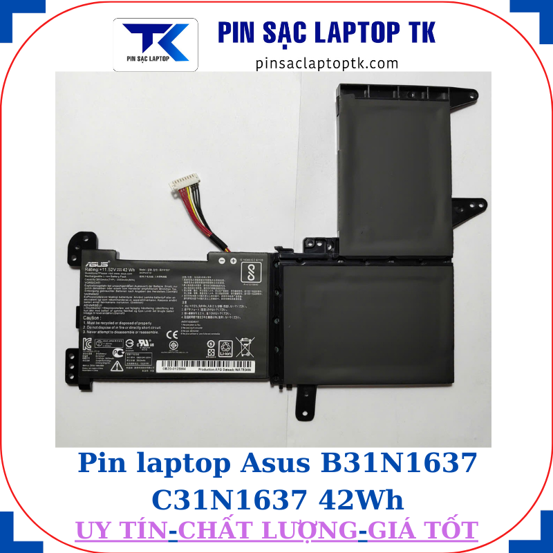 Pin laptop Asus B31N1637 C31N1637 42Wh