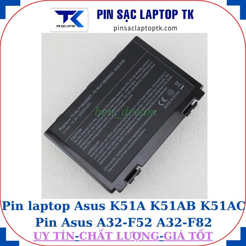Pin laptop Asus K51A K51AB K51AC Pin Asus A32-F52 A32-F82