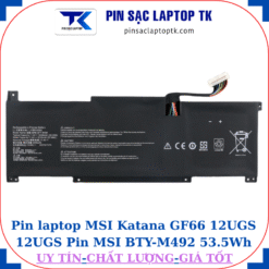 Pin laptop MSI Katana GF66 12UGS 12UGS Pin MSI BTY-M492 53.5Wh