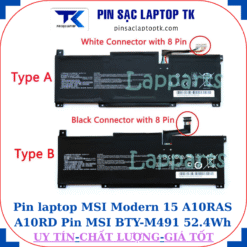 Pin laptop MSI Modern 15 A10RAS A10RD Pin MSI BTY-M491 52.4Wh