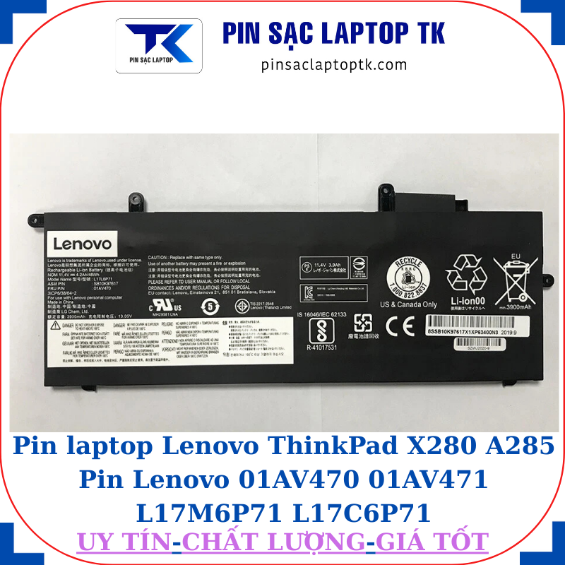 Pin laptop Lenovo ThinkPad X280 A285 Pin Lenovo 01AV470 01AV471 L17M6P71 L17C6P71