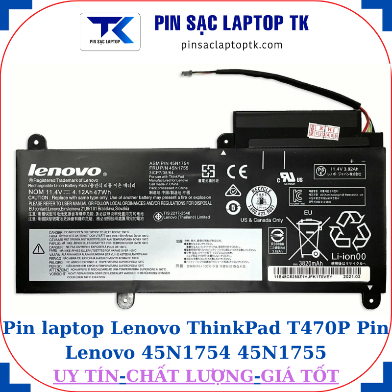 Pin laptop Lenovo ThinkPad T470P Pin Lenovo 45N1754 45N1755