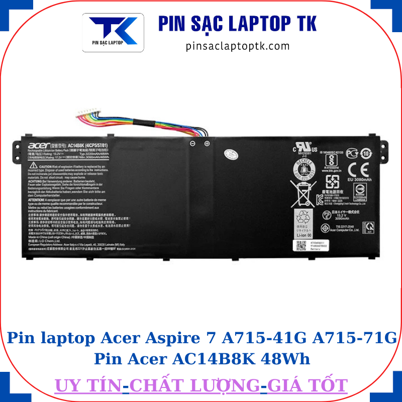 Pin laptop Acer Aspire 7 A715-41G A715-71G Pin Acer AC14B8K 48Wh
