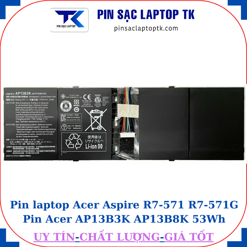 Pin laptop Acer Aspire R7-571 R7-571G Pin Acer AP13B3K AP13B8K 53Wh