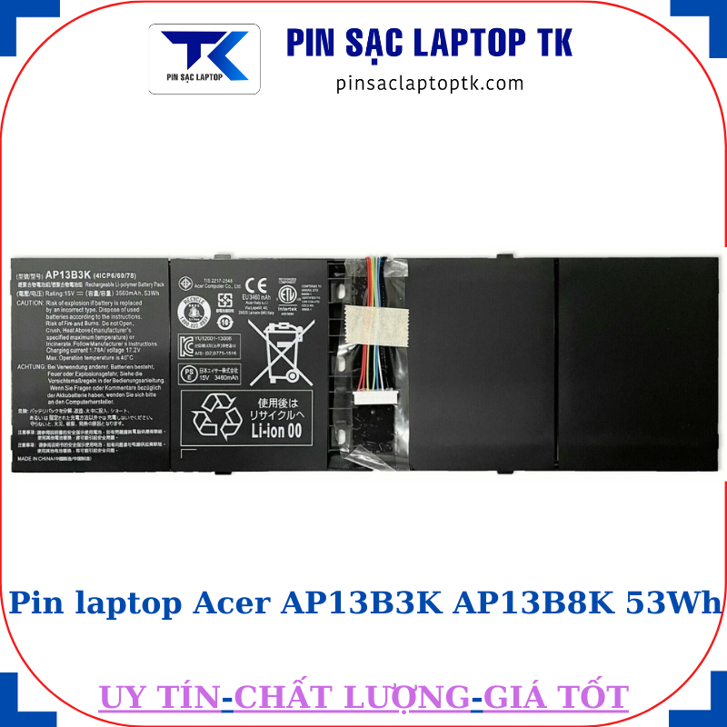 Pin laptop Acer AP13B3K AP13B8K 53Wh