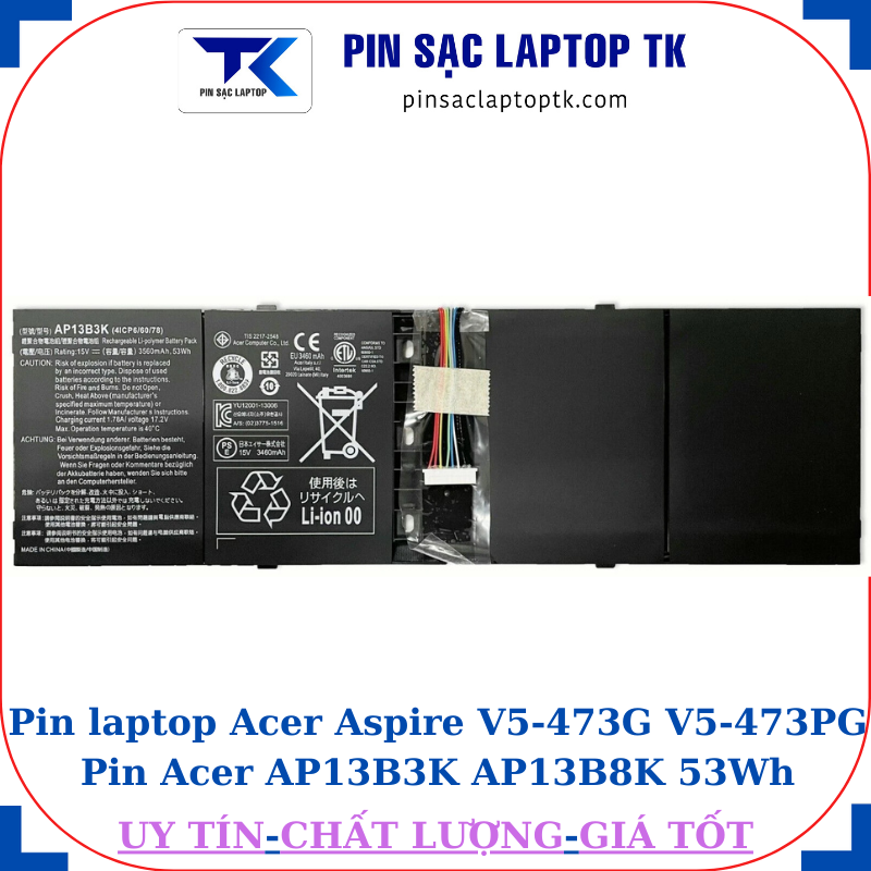 Pin laptop Acer Aspire V5-473G V5-473PG Pin Acer AP13B3K AP13B8K 53Wh