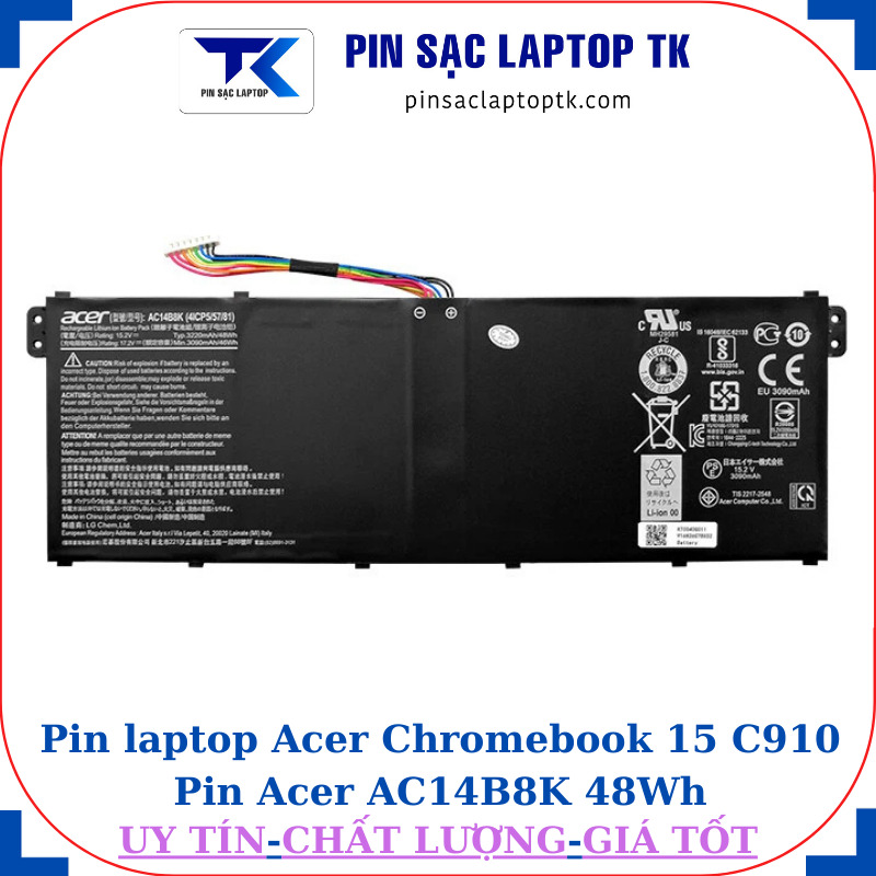 Pin laptop Acer Chromebook 15 C910 Pin Acer AC14B8K 48Wh