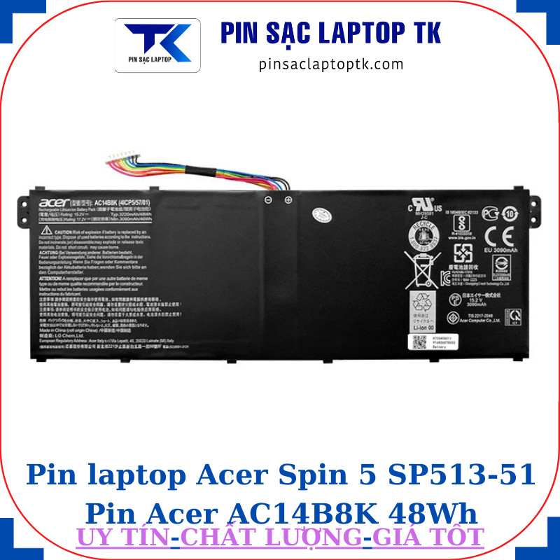 Pin laptop Acer Spin 5 SP513-51 Pin Acer AC14B8K 48Wh
