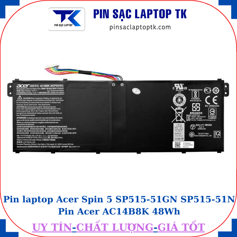 Pin laptop Acer Spin 5 SP515-51GN SP515-51N Pin Acer AC14B8K 48Wh
